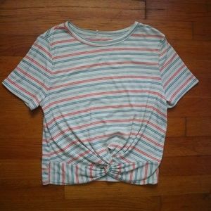 Striped tied crop top